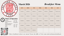 March 2026 Breakfast Menu