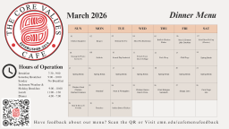 March 2026 Dinner Menu