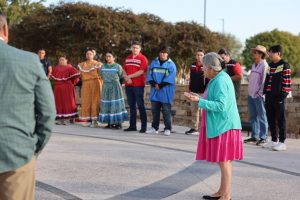 Mvhakv Marshall speaks to a group of students